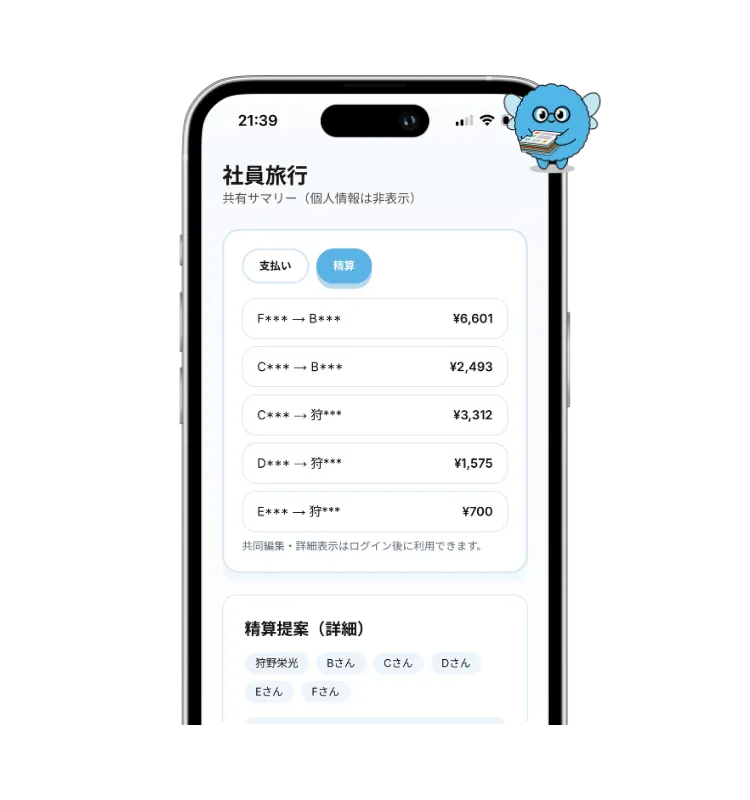 共有リンクの画面